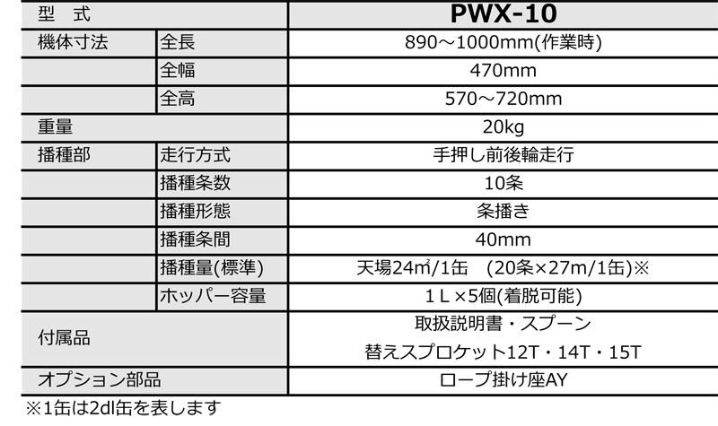 ねぎ播種機　ベジタブルシーダー菜々子PWX-10 種まき機